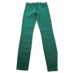 GREEN pilcro Anthropologie mid rise skinny jeans crop EUC sz 26 casual comfort
